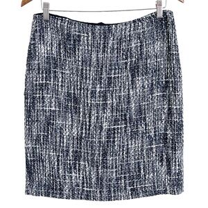 Brooks Brothers Old Money Cotton Linen Tweed Pencil Skirt 10 Petite Blue Preppy